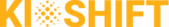 Logo with yellow letters and a symbol inside